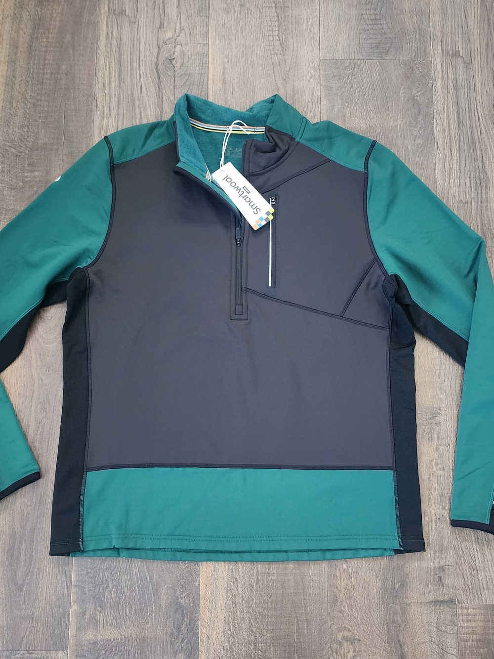 Smartwool Men's Quarter-Zip Pullover Evergreen & Charcoal